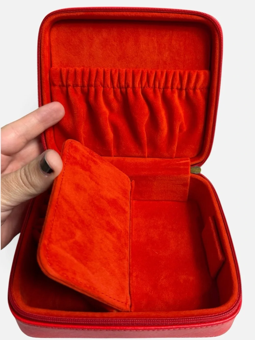 Red Velvet Travel Jewelry Hard Case - Compact Organizer